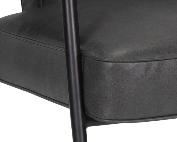 Sunpan Derome Mid-Century Faux Leather Lounge Chair with Sculpted Frame and Two-Tone Legs 107316