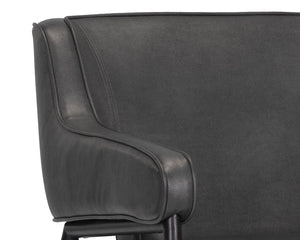 Sunpan Derome Mid-Century Faux Leather Lounge Chair with Sculpted Frame and Two-Tone Legs 107316