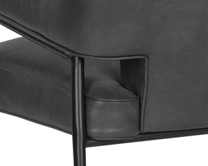 Sunpan Derome Mid-Century Faux Leather Lounge Chair with Sculpted Frame and Two-Tone Legs 107316