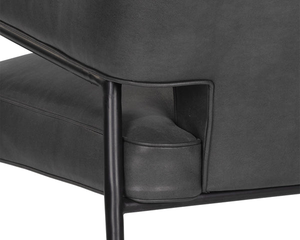 Sunpan Derome Mid-Century Faux Leather Lounge Chair with Sculpted Frame and Two-Tone Legs 107316