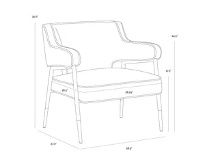 Sunpan Derome Mid-Century Faux Leather Lounge Chair with Sculpted Frame and Two-Tone Legs 107316