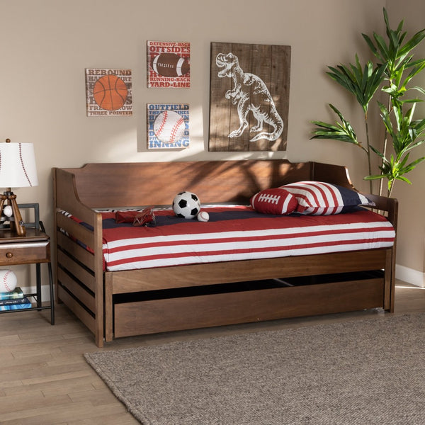 Baxton Studio Baxton Studio Jameson Expandable Twin to King Daybed with Storage Drawer in Walnut Finish - Stylish & Versatile MG0033-1-Walnut-Daybed