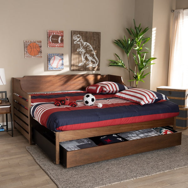 Baxton Studio Baxton Studio Jameson Expandable Twin to King Daybed with Storage Drawer in Walnut Finish - Stylish & Versatile MG0033-1-Walnut-Daybed