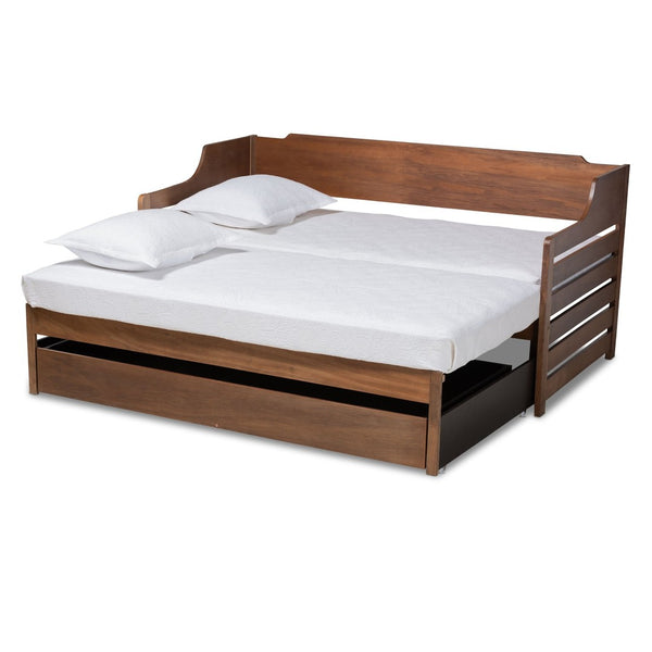 Baxton Studio Baxton Studio Jameson Expandable Twin to King Daybed with Storage Drawer in Walnut Finish - Stylish & Versatile MG0033-1-Walnut-Daybed