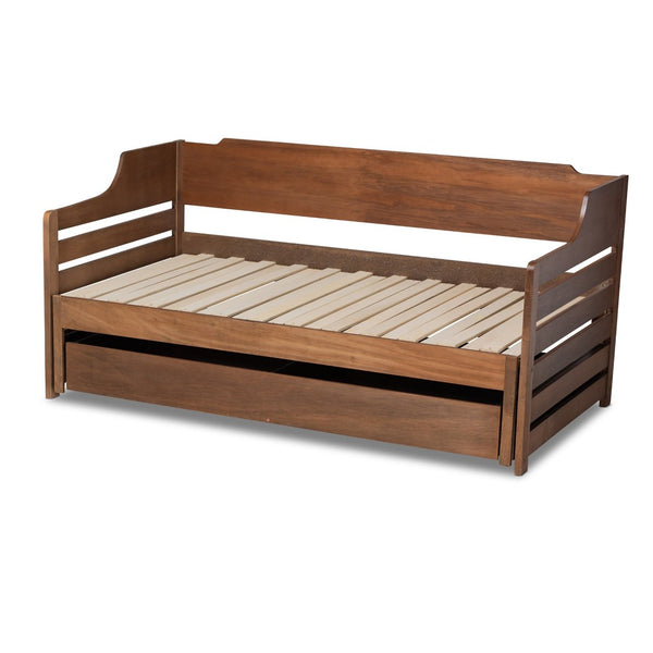 Baxton Studio Baxton Studio Jameson Expandable Twin to King Daybed with Storage Drawer in Walnut Finish - Stylish & Versatile MG0033-1-Walnut-Daybed