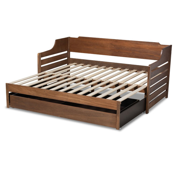 Baxton Studio Baxton Studio Jameson Expandable Twin to King Daybed with Storage Drawer in Walnut Finish - Stylish & Versatile MG0033-1-Walnut-Daybed