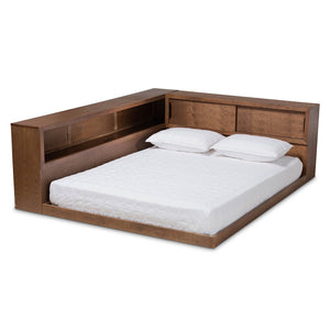 Baxton Studio Baxton Studio Erie Walnut Brown Queen Platform Bed with USB Ports, Storage & Rustic Design Appeal MG0031-Walnut-Queen