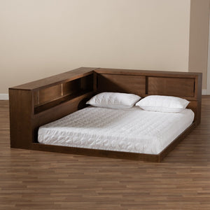 Baxton Studio Baxton Studio Erie Walnut Brown Queen Platform Bed with USB Ports, Storage & Rustic Design Appeal MG0031-Walnut-Queen