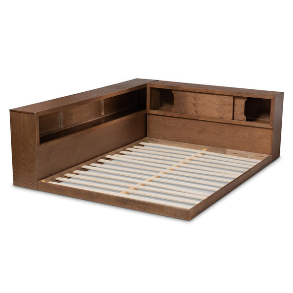 Baxton Studio Baxton Studio Erie Walnut Brown Queen Platform Bed with USB Ports, Storage & Rustic Design Appeal MG0031-Walnut-Queen