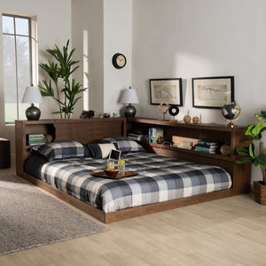 Baxton Studio Baxton Studio Erie Walnut Brown Queen Platform Bed with USB Ports, Storage & Rustic Design Appeal MG0031-Walnut-Queen