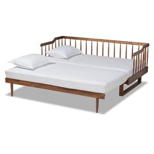 Baxton Studio Baxton Studio Muriel Expandable Twin to King Size Daybed with Walnut Finish and Spindle Design MG0037-Walnut-Daybed