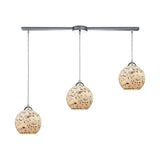 Spatter 36'' Wide 3-Light Linear Pendant - Polished Chrome with Spatter Mosaic Glass 10741/3L Elk Lighting