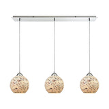 Spatter 36'' Wide 3-Light Linear Pendant - Polished Chrome with Spatter Mosaic Glass 10741/3LP Elk Lighting