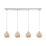 Spatter 46'' Wide 4-Light Linear Pendant - Polished Chrome with Spatter Mosaic Glass 10741/4LP Elk Lighting