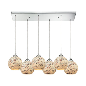 Spatter 30'' Wide 6-Light Rectangular Pendant - Polished Chrome with Spatter Mosaic Glass 10741/6RC Elk Lighting