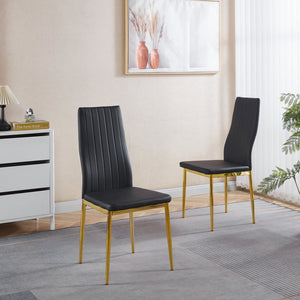 English Elm 1+4,5Pieces Mid-Century Dining Set With Glass Top & Metal Legs - Stylish Table For 4-6 People W234S00116