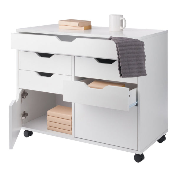 Winsome Wood Halifax 5-drawer Mobile Cabinet - Stylish Multi-storage Organizer For Home, Office & Crafts White Composite Wood 10748-winsome-wood
