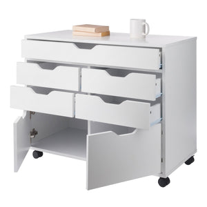 Winsome Wood Halifax 5-drawer Mobile Cabinet - Stylish Multi-storage Organizer For Home, Office & Crafts White Composite Wood 10748-winsome-wood