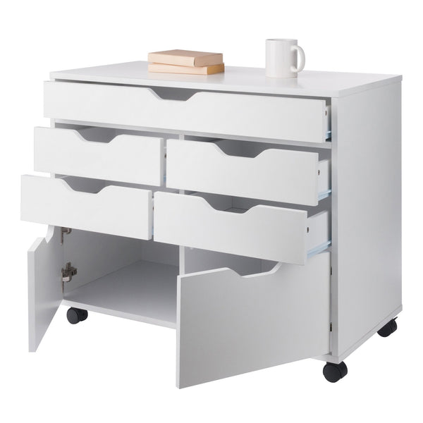 Winsome Wood Halifax 5-drawer Mobile Cabinet - Stylish Multi-storage Organizer For Home, Office & Crafts White Composite Wood 10748-winsome-wood