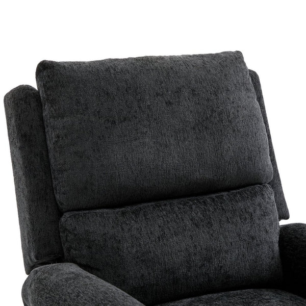 English Elm Manual Recliner Swivel Rocker Massage Chair Chenille Nursery and Living Room Seat Black N763P347287B