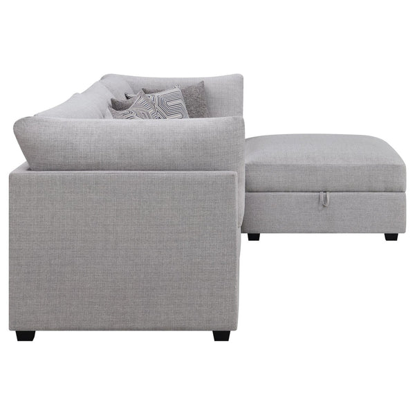 English Elm Lafayette Modular Grey Sectional Sofa with Ottoman Storage and Feather Down Cushions B062S01441