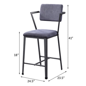 English Elm Grey Open-Back Counter Height Chairs Set of 2 – Gunmetal Frame, Grey Upholstery, Padded Seats, Modern Chic B062P186542