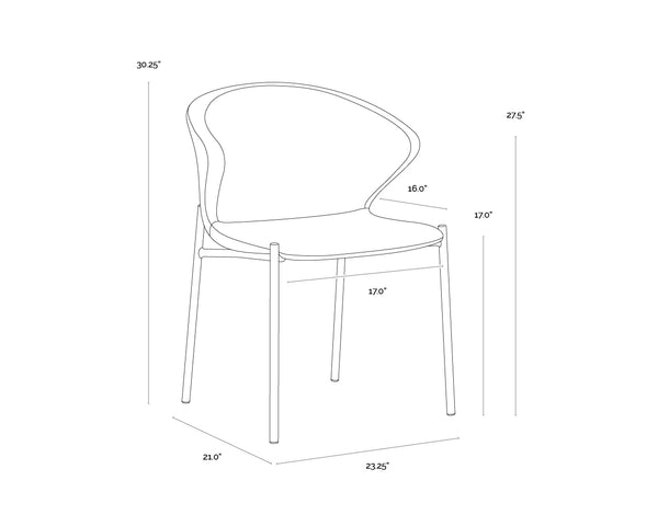 Sunpan Eric Mid-Century Upholstered Dining Chair with Black Steel Legs for Modern Rooms 107513