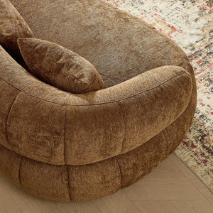 English Elm 102.36 Inch Curved Boucle Sectional Sofa Four Seat Mid Century Modern Living Room Brown W2582S00188