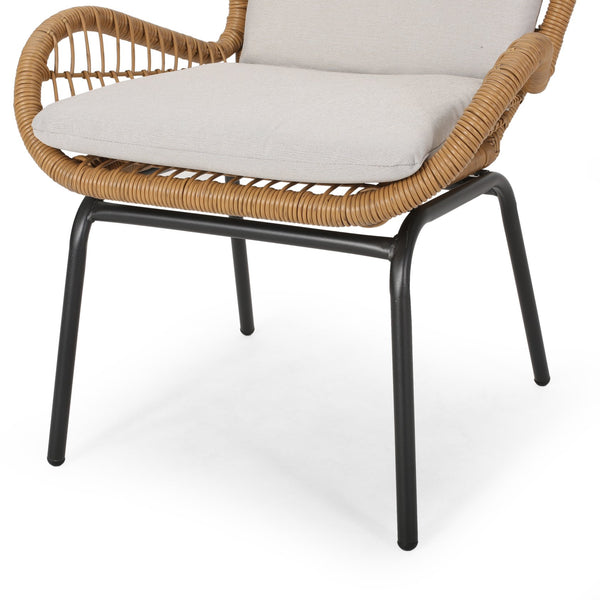 English Elm Christopher Knight Home® - Mccaskill Patio Chair Set of 2 with Water-Resistant Cushions, Durable Rattan Weave & Iron Frame Stability Light Brown 64877.00LBRN