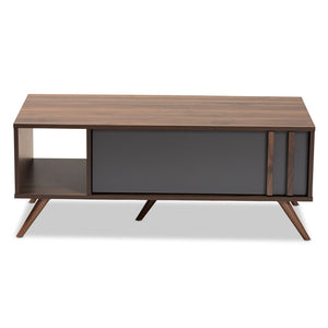 Baxton Studio Baxton Studio Naoki Stylish Two-Tone Grey and Walnut Coffee Table with Storage for Modern Living Rooms LV15CFT15140-Columbia/Dark Grey-CT
