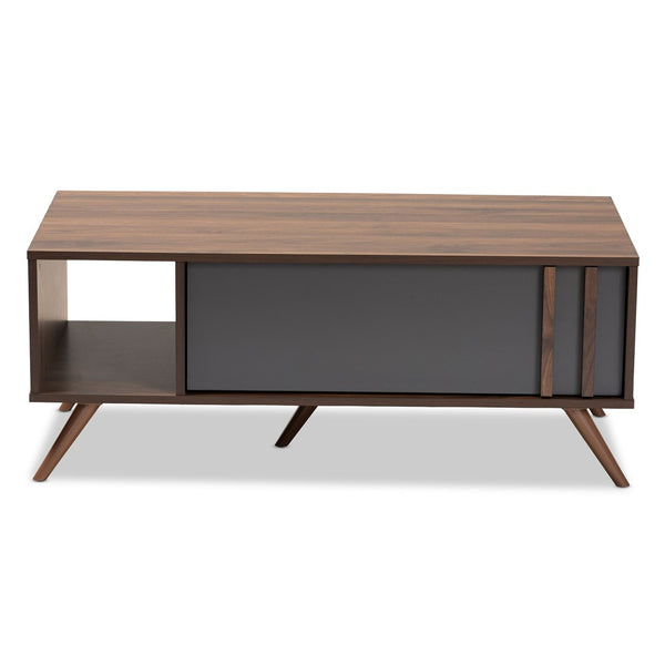 Baxton Studio Baxton Studio Naoki Stylish Two-Tone Grey and Walnut Coffee Table with Storage for Modern Living Rooms LV15CFT15140-Columbia/Dark Grey-CT