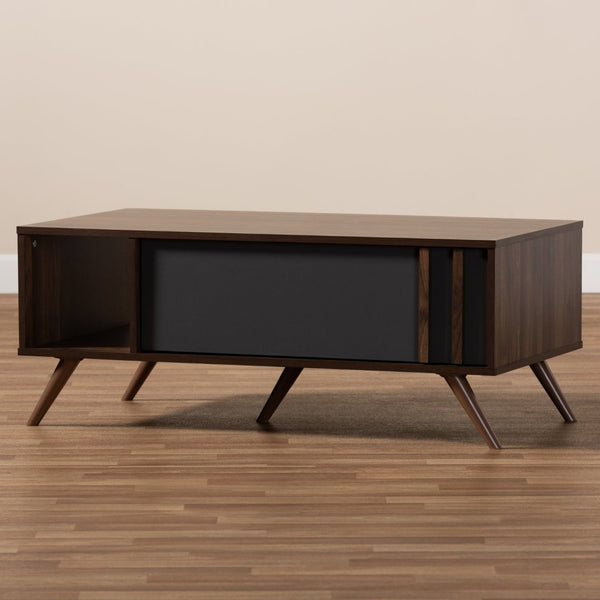 Baxton Studio Baxton Studio Naoki Stylish Two-Tone Grey and Walnut Coffee Table with Storage for Modern Living Rooms LV15CFT15140-Columbia/Dark Grey-CT
