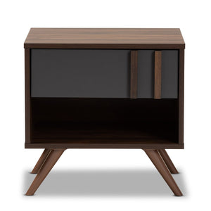 Baxton Studio Baxton Studio Naoki Nightstand - Modern Two-Tone Grey and Walnut Design with Storage Solutions LV15ST15240-Columbia/Dark Grey-NS