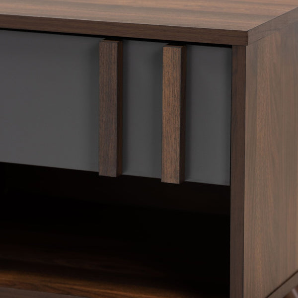 Baxton Studio Baxton Studio Naoki Nightstand - Modern Two-Tone Grey and Walnut Design with Storage Solutions LV15ST15240-Columbia/Dark Grey-NS