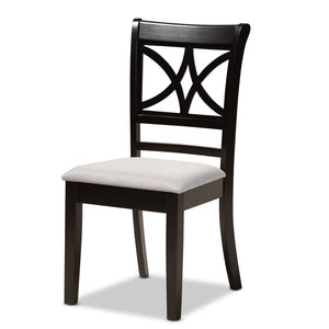 Baxton Studio Baxton Julia 5-Piece Modern Dining Set: Grey Upholstered Chairs & Dark Brown Wood Table for Elegance Julia-Grey/Dark Brown-5PC Dining Set