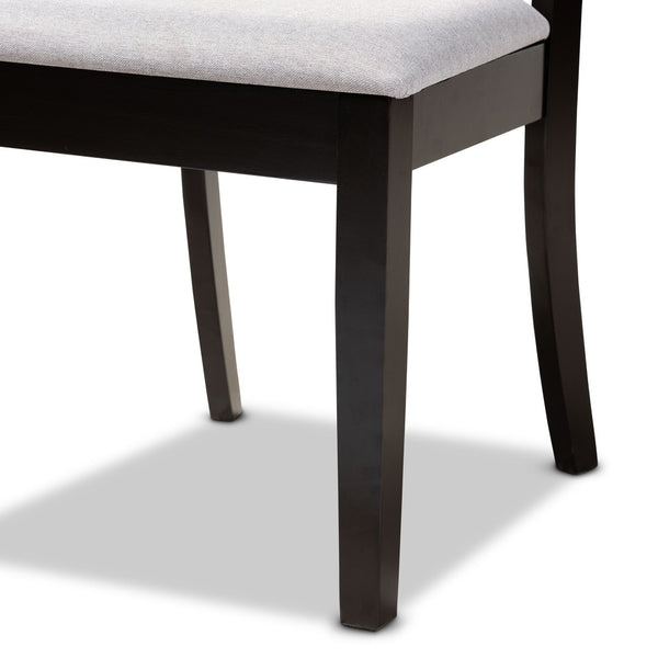 Baxton Studio Baxton Julia 5-Piece Modern Dining Set: Grey Upholstered Chairs & Dark Brown Wood Table for Elegance Julia-Grey/Dark Brown-5PC Dining Set