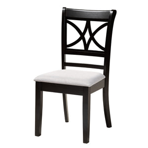 Baxton Studio Baxton Studio Brooke Modern 5-Piece Dining Set, Grey Fabric Chairs & Round Wood Table for Cozy Spaces Brooke-Grey/Dark Brown-5PC Dining Set
