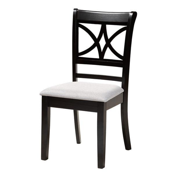 Baxton Studio Baxton Studio Brooke Modern 5-Piece Dining Set, Grey Fabric Chairs & Round Wood Table for Cozy Spaces Brooke-Grey/Dark Brown-5PC Dining Set