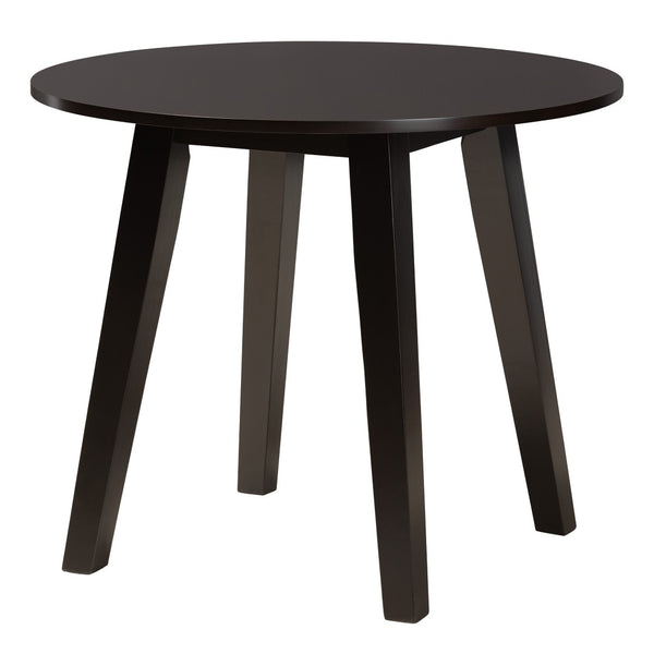 Baxton Studio Baxton Studio Brooke Modern 5-Piece Dining Set, Grey Fabric Chairs & Round Wood Table for Cozy Spaces Brooke-Grey/Dark Brown-5PC Dining Set