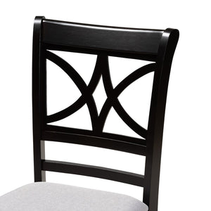 Baxton Studio Baxton Studio Brooke Modern 5-Piece Dining Set, Grey Fabric Chairs & Round Wood Table for Cozy Spaces Brooke-Grey/Dark Brown-5PC Dining Set