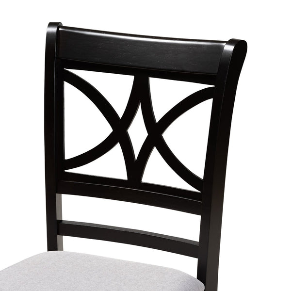 Baxton Studio Baxton Studio Brooke Modern 5-Piece Dining Set, Grey Fabric Chairs & Round Wood Table for Cozy Spaces Brooke-Grey/Dark Brown-5PC Dining Set