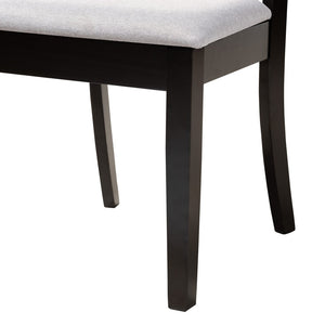 Baxton Studio Baxton Studio Brooke Modern 5-Piece Dining Set, Grey Fabric Chairs & Round Wood Table for Cozy Spaces Brooke-Grey/Dark Brown-5PC Dining Set