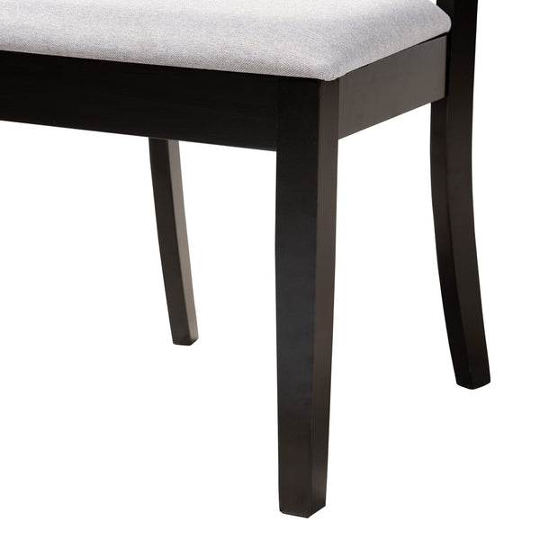 Baxton Studio Baxton Studio Brooke Modern 5-Piece Dining Set, Grey Fabric Chairs & Round Wood Table for Cozy Spaces Brooke-Grey/Dark Brown-5PC Dining Set