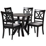 Mari Modern Fabric and Dark Brown Finished Wood 5-Piece Dining Set