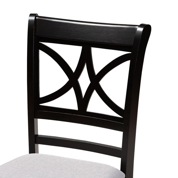 Baxton Studio Baxton Studio Mari Modern 5-Piece Dining Set with Round Table & Stylish Upholstered Chairs Mari-Grey/Dark Brown-5PC Dining Set