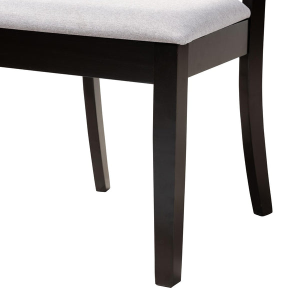 Baxton Studio Baxton Noemi 5-Piece Modern Dining Set: Stylish Grey Fabric Chairs & Round Table for Cozy Spaces Noemi-Grey/Dark Brown-5PC Dining Set