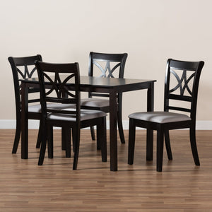 Baxton Studio Baxton Studio Modern 5-Piece Dining Set with Espresso Oak Finish and Stylish Upholstered Chairs Grey RH329C-Grey/Dark Brown-5PC Dining Set