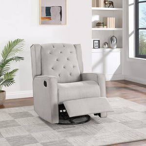 English Elm Contemporary swivel glider recliner chair with manual motion, tufted wingback cushion, cozy living seat LIGHT GREY 31 L x 29 W x 27 H B011P184989