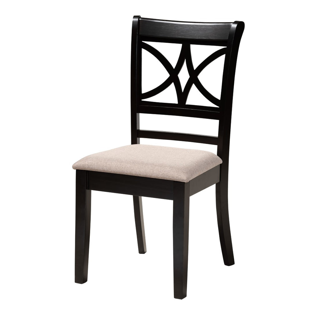 Baxton Studio Baxton Studio Brooke 5-Piece Modern Dining Set in Beige Fabric & Dark Brown Wood for Stylish Spaces Rosie-Sand/Dark Brown-5PC Dining Set