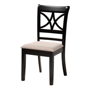 Baxton Studio Baxton Studio Brooke 5-Piece Modern Dining Set in Beige Fabric & Dark Brown Wood for Stylish Spaces Rosie-Sand/Dark Brown-5PC Dining Set